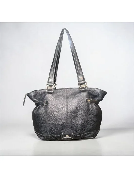 The Sak Torrance Tote Black Pebbled Leather Shoulder Bag Double Handles Zip Top - Picture 1 of 9